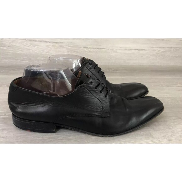 Lloyd Oxford Shoes Men's US 9 Black Leather Bike Toe Lace-Up Dress Shoes - Picture 1 of 7